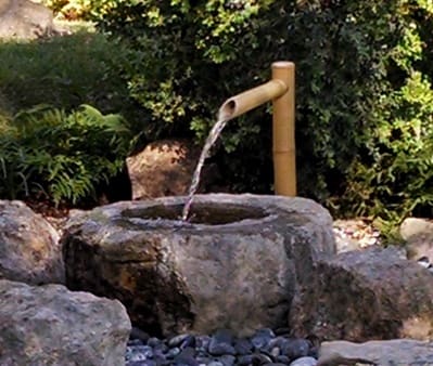 tsukubai in private garden - San Antonio, Texas